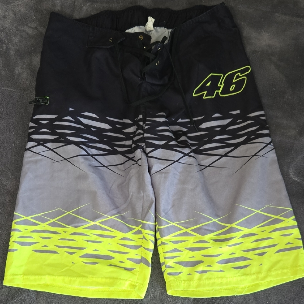 Vibrant Black and Gray Men's Swim Board Shorts